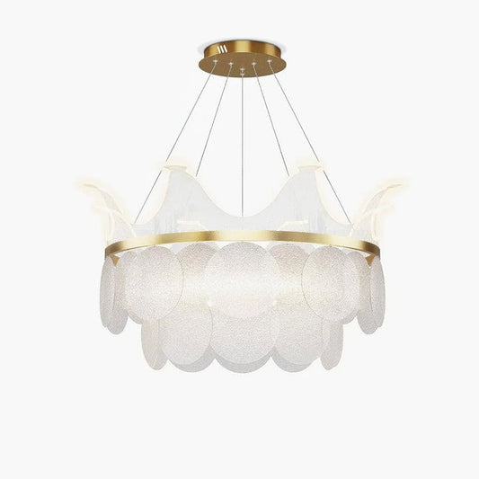 Dimmable Shell Glass Crown Chandelier with Adjustable Color Temperatures