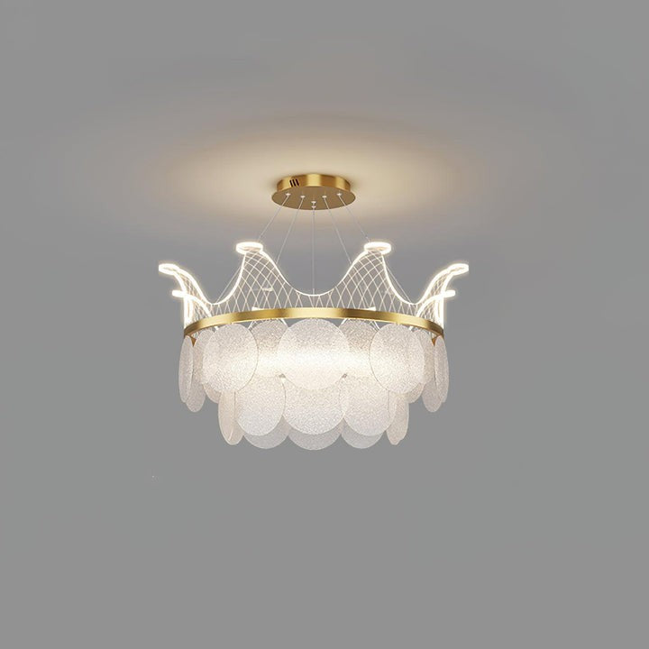 Dimmable Shell Glass Crown Chandelier with Adjustable Color Temperatures
