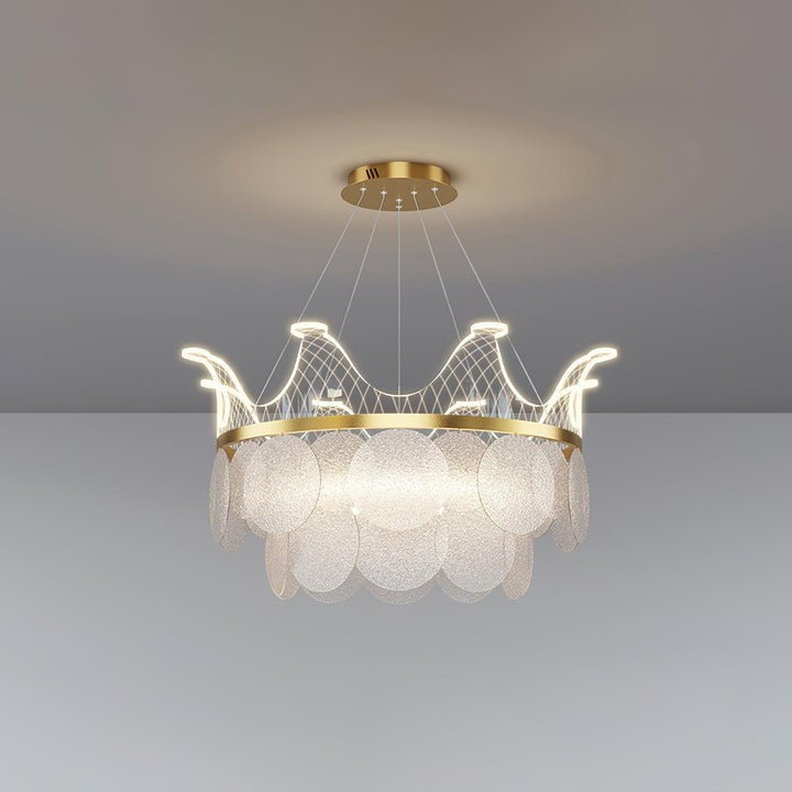 Dimmable Shell Glass Crown Chandelier with Adjustable Color Temperatures