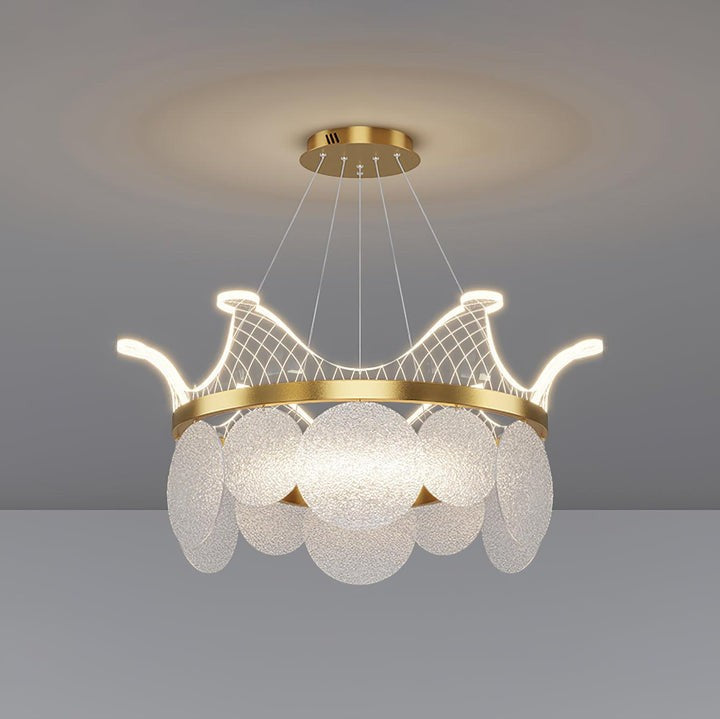 Dimmable Shell Glass Crown Chandelier with Adjustable Color Temperatures