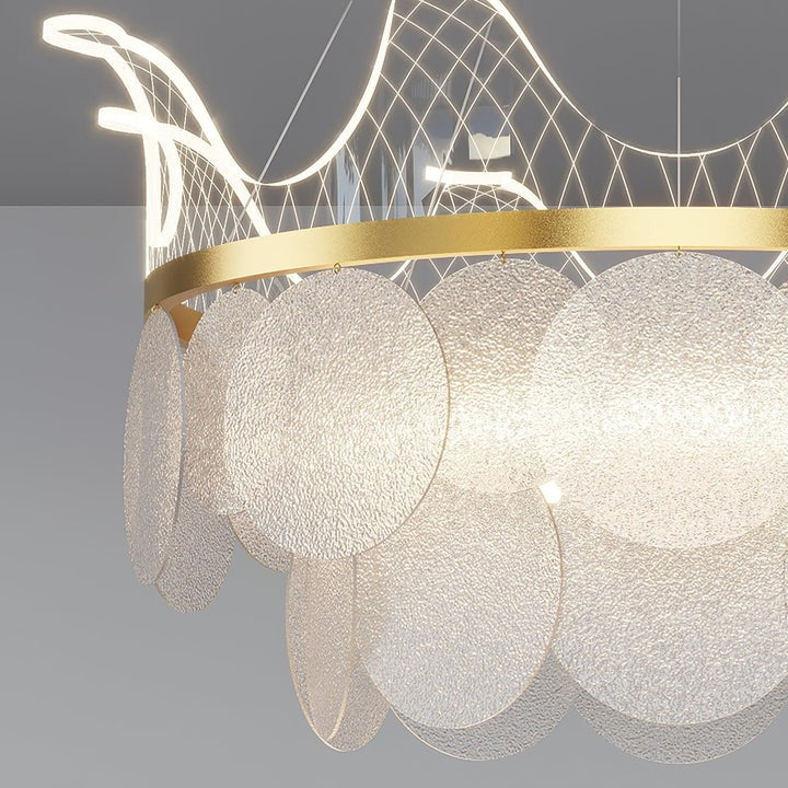 Dimmable Shell Glass Crown Chandelier with Adjustable Color Temperatures