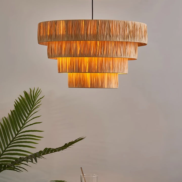 Eco-Friendly Raffia Straw Pendant Light