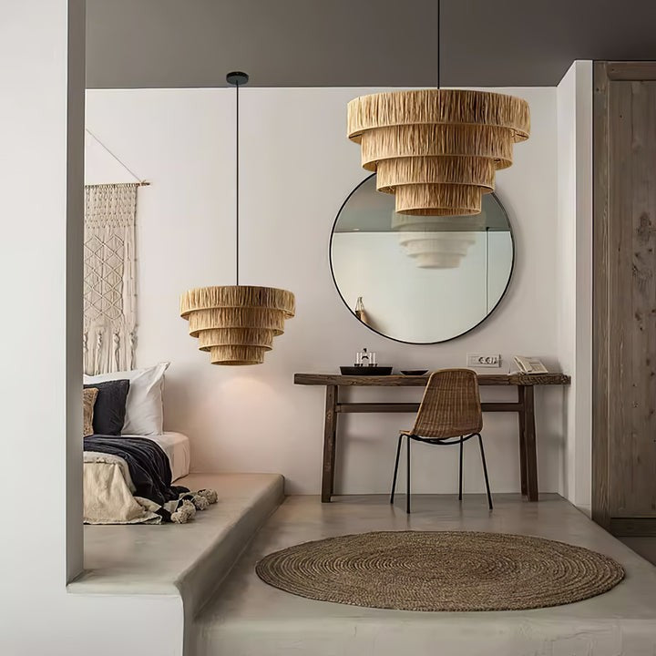 Eco-Friendly Raffia Straw Pendant Light