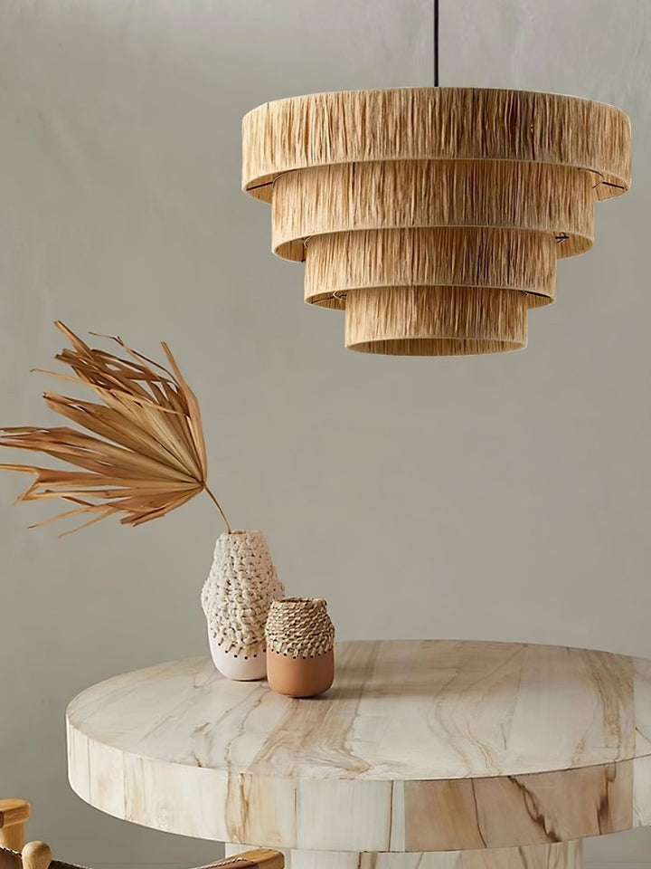 Eco-Friendly Raffia Straw Pendant Light