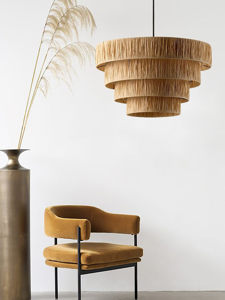Eco-Friendly Raffia Straw Pendant Light
