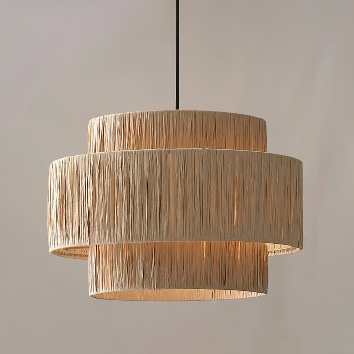 Eco-Friendly Raffia Straw Pendant Light
