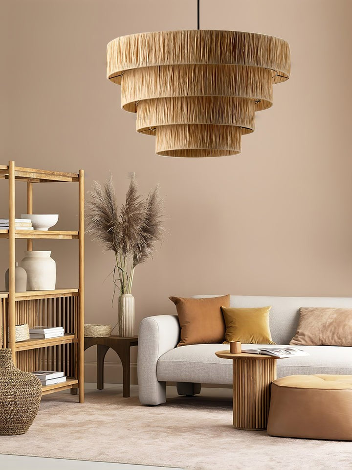 Eco-Friendly Raffia Straw Pendant Light