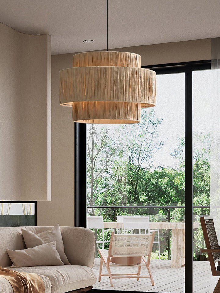 Eco-Friendly Raffia Straw Pendant Light