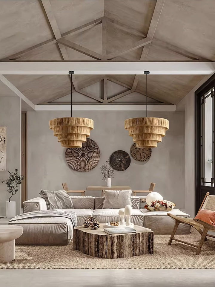 Eco-Friendly Raffia Straw Pendant Light