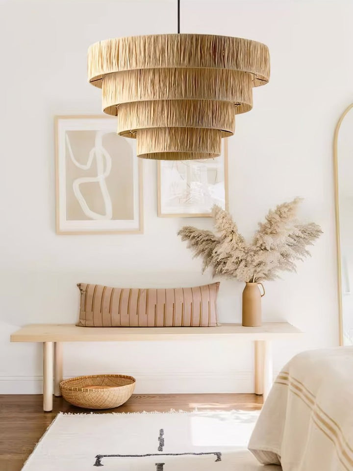 Eco-Friendly Raffia Straw Pendant Light