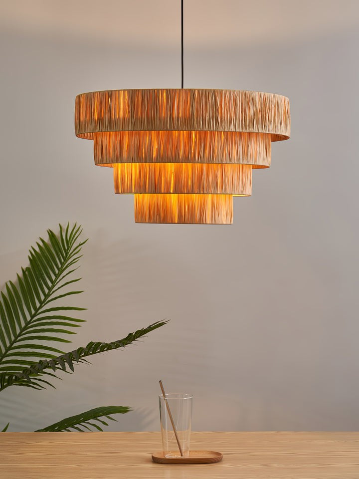 Eco-Friendly Raffia Straw Pendant Light