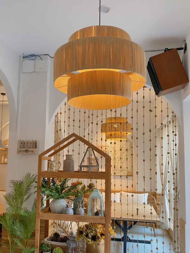 Eco-Friendly Raffia Straw Pendant Light