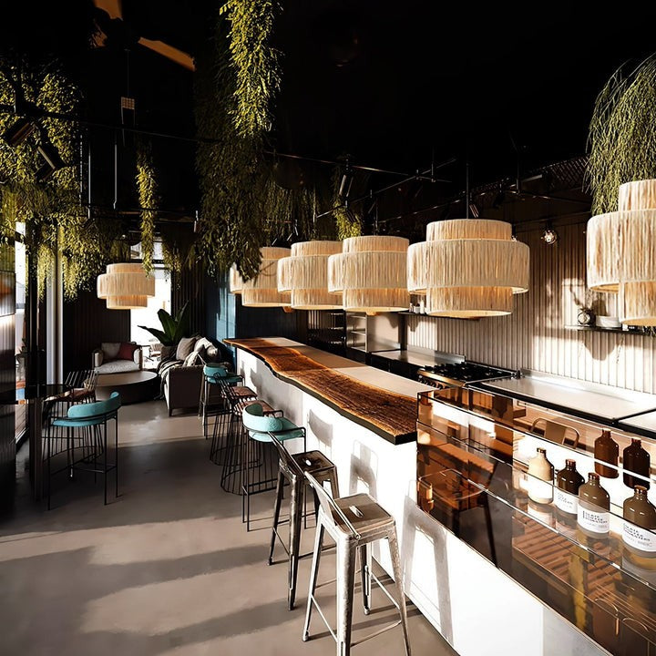 Eco-Friendly Raffia Straw Pendant Light