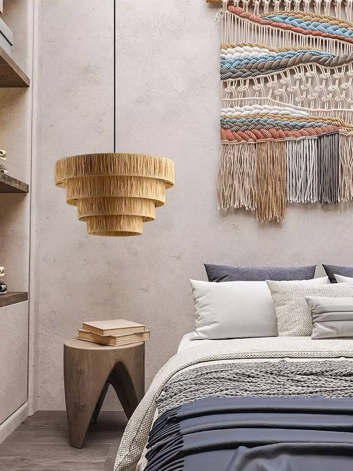 Eco-Friendly Raffia Straw Pendant Light