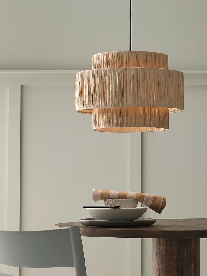 Eco-Friendly Raffia Straw Pendant Light