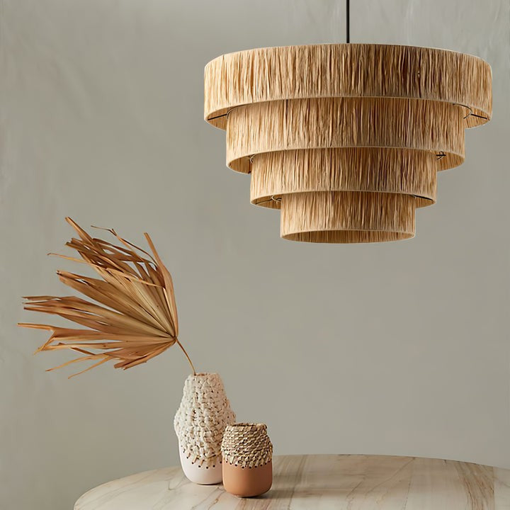 Eco-Friendly Raffia Straw Pendant Light