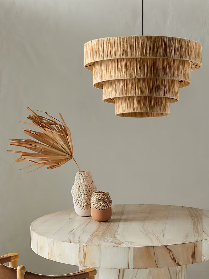 Eco-Friendly Raffia Straw Pendant Light