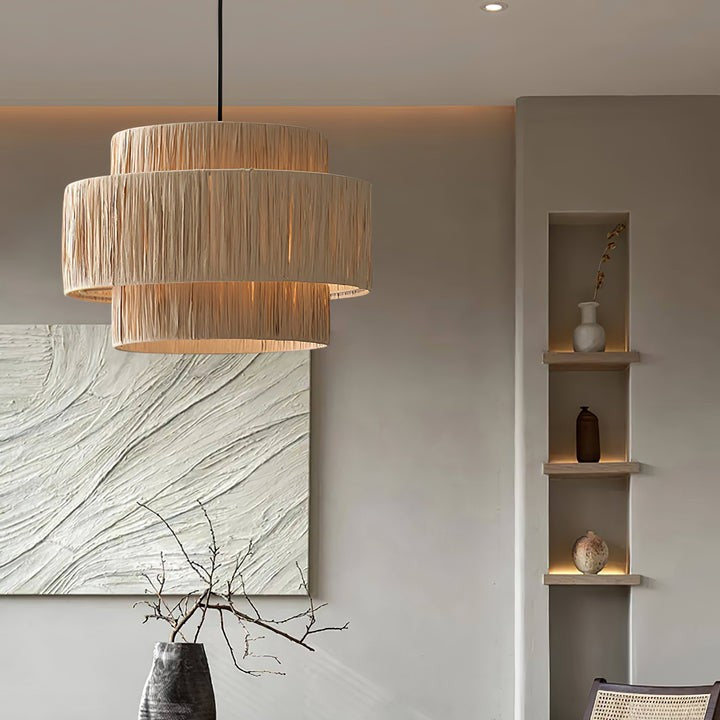Eco-Friendly Raffia Straw Pendant Light