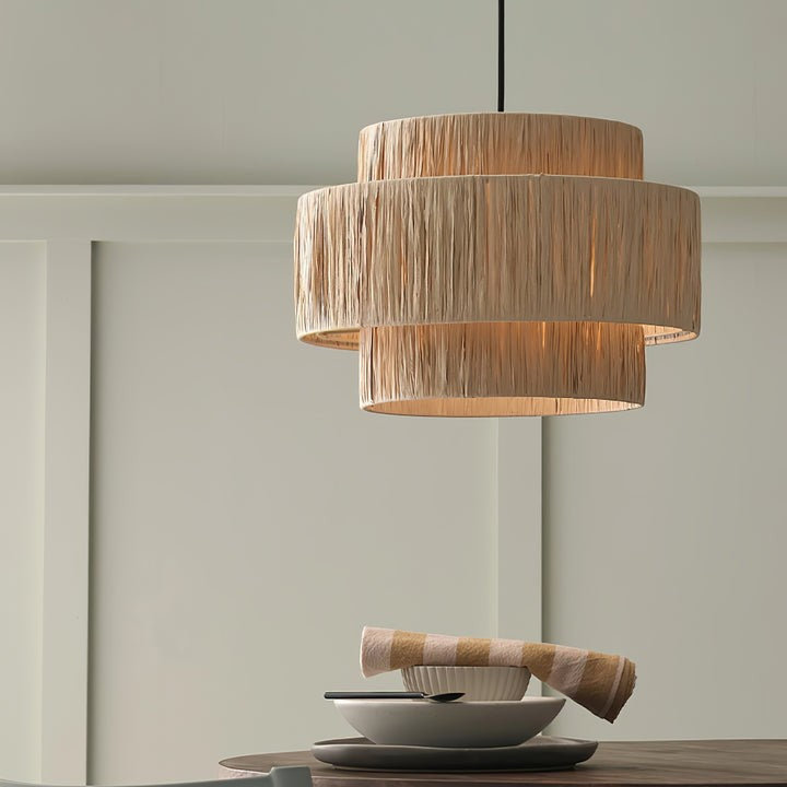 Eco-Friendly Raffia Straw Pendant Light