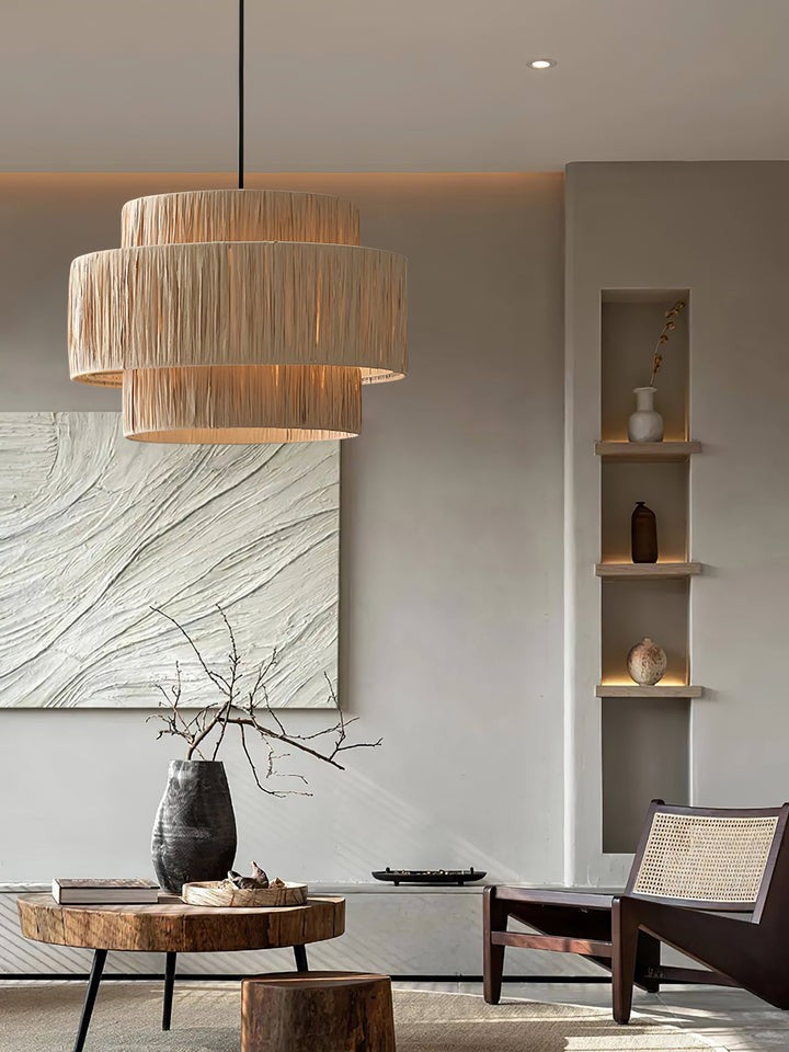 Eco-Friendly Raffia Straw Pendant Light