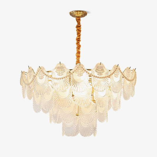 Elegant Pearl Glass Shell Ceiling Chandelier