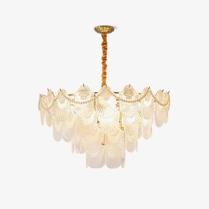 Elegant Pearl Glass Shell Ceiling Chandelier