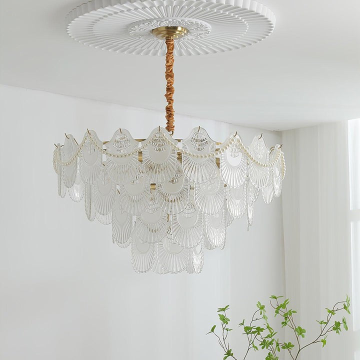 Elegant Pearl Glass Shell Ceiling Chandelier
