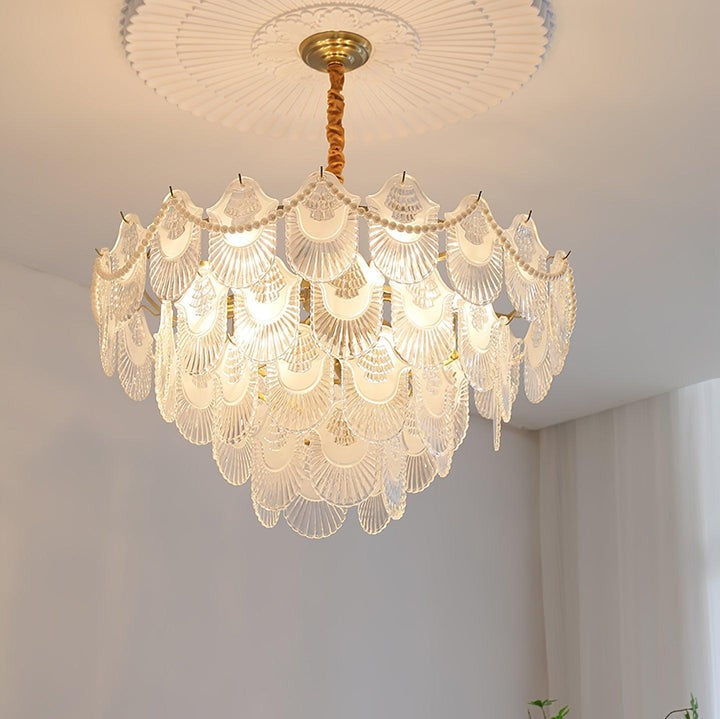 Elegant Pearl Glass Shell Ceiling Chandelier
