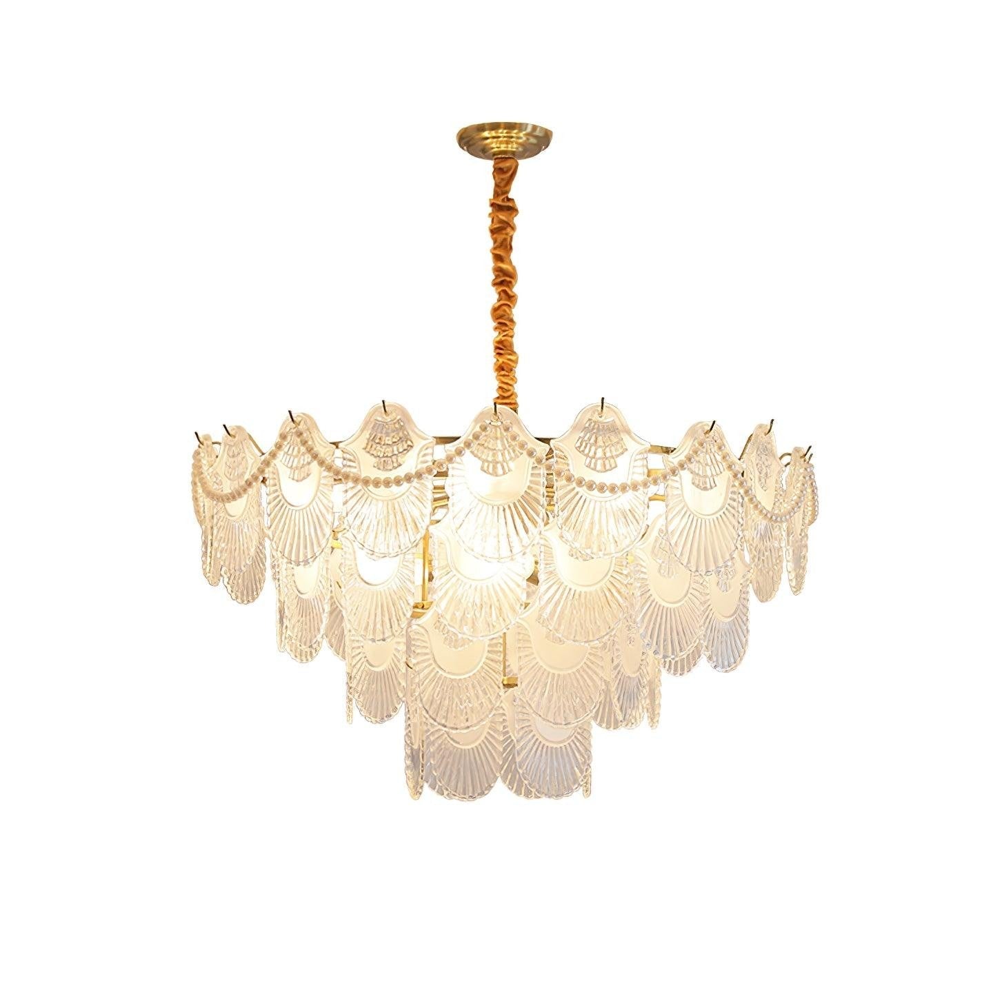 Elegant Pearl Glass Shell Ceiling Chandelier