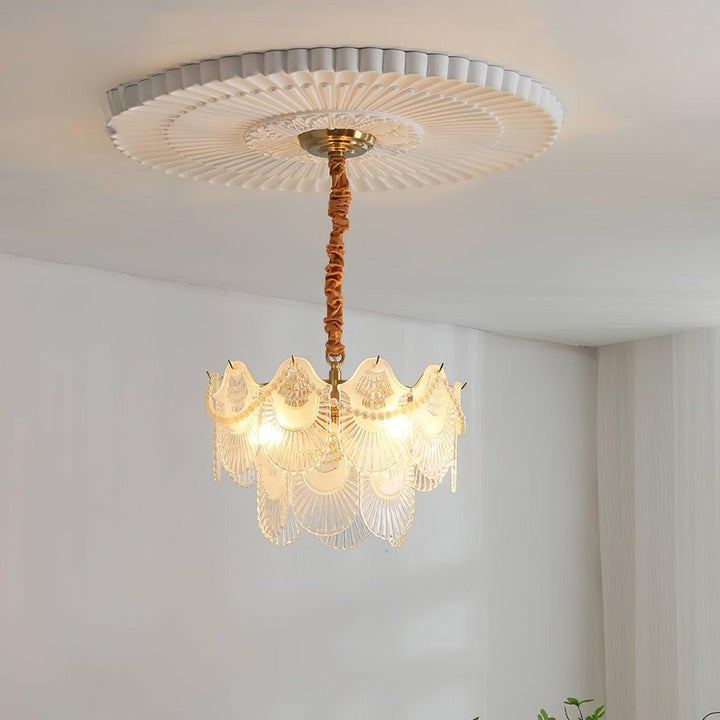 Elegant Pearl Glass Shell Ceiling Chandelier
