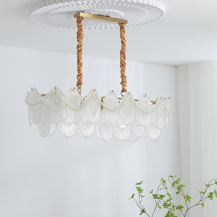 Elegant Pearl Glass Shell Ceiling Chandelier