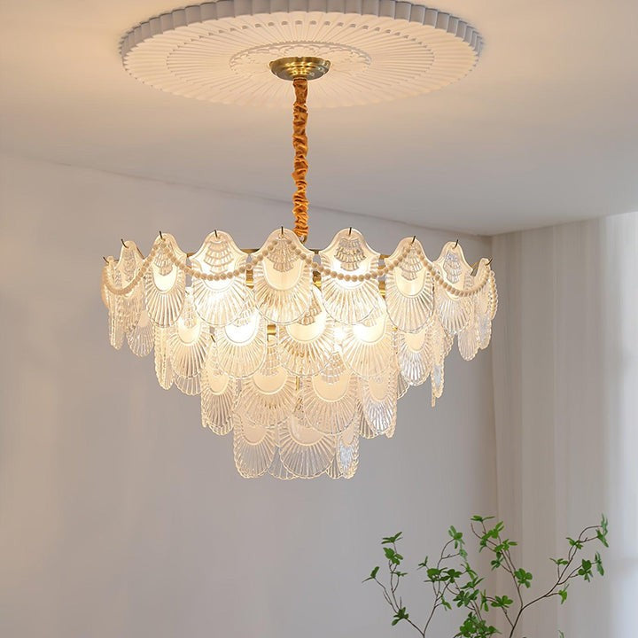 Elegant Pearl Glass Shell Ceiling Chandelier