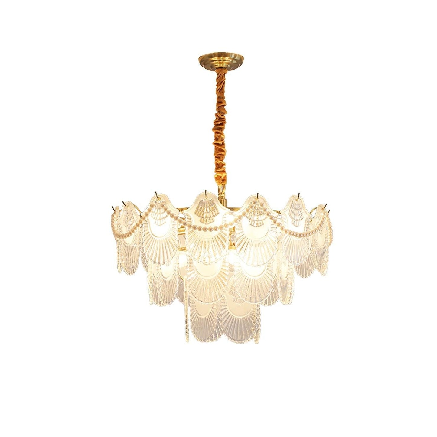 Elegant Pearl Glass Shell Ceiling Chandelier