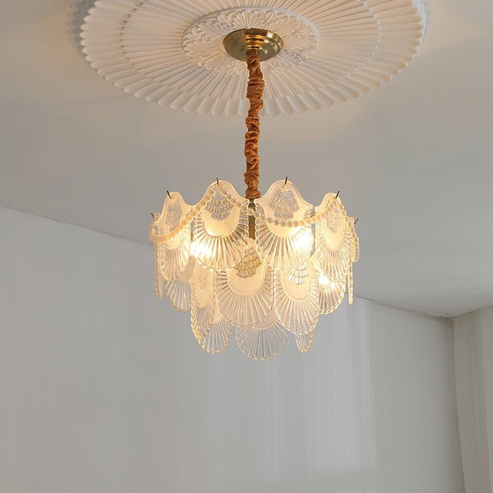 Elegant Pearl Glass Shell Ceiling Chandelier