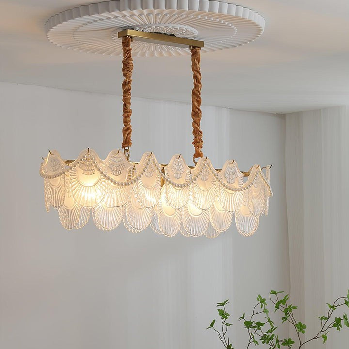 Elegant Pearl Glass Shell Ceiling Chandelier
