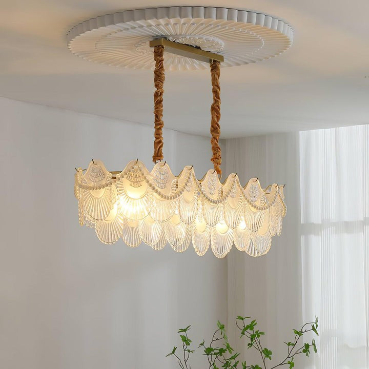 Elegant Pearl Glass Shell Ceiling Chandelier