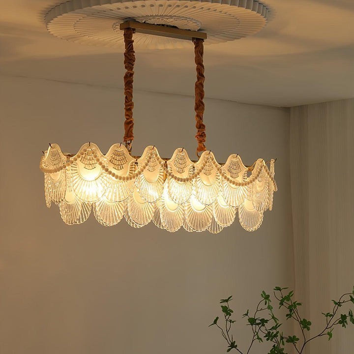 Elegant Pearl Glass Shell Ceiling Chandelier