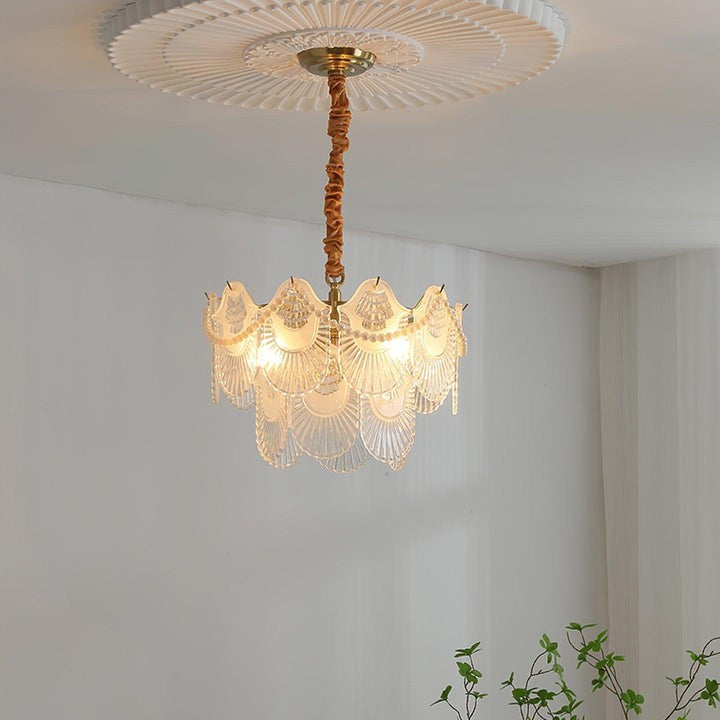 Elegant Pearl Glass Shell Ceiling Chandelier