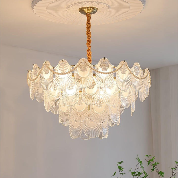 Elegant Pearl Glass Shell Ceiling Chandelier