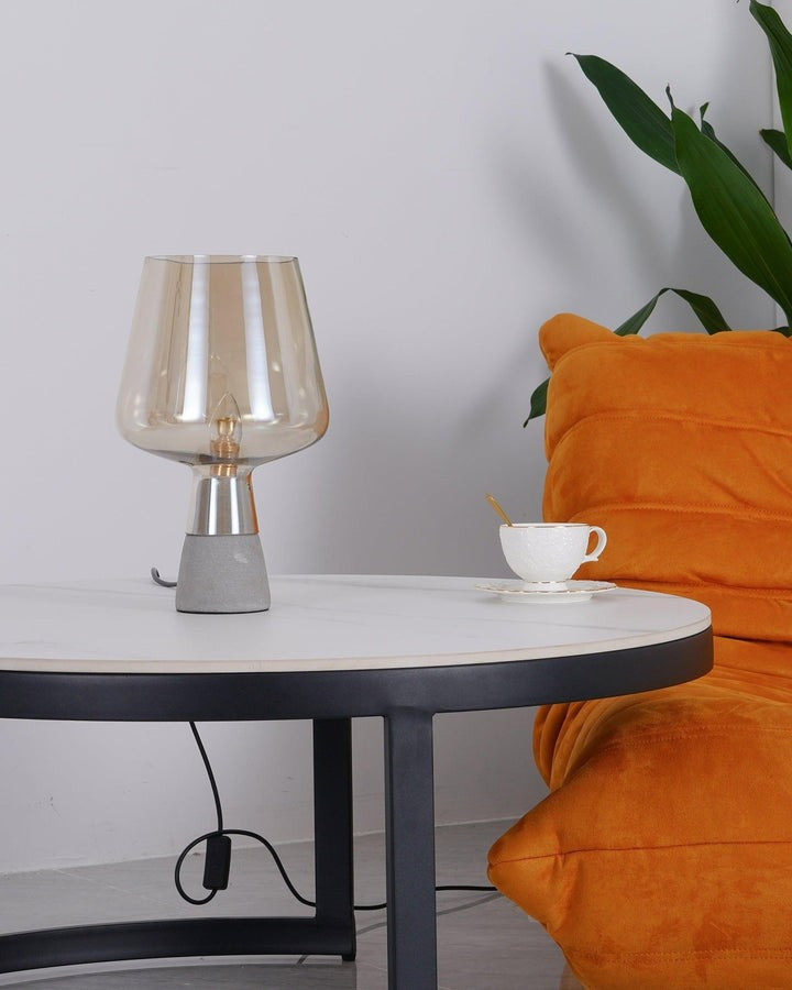 Flame-Inspired Concrete & Glass Table Lamp