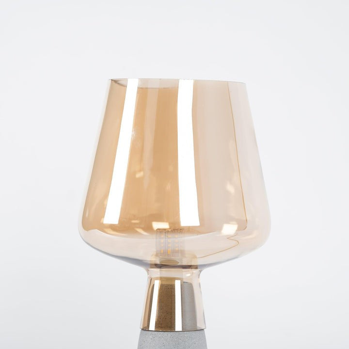 Flame-Inspired Concrete & Glass Table Lamp