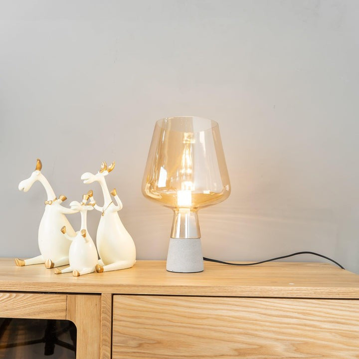 Flame-Inspired Concrete & Glass Table Lamp