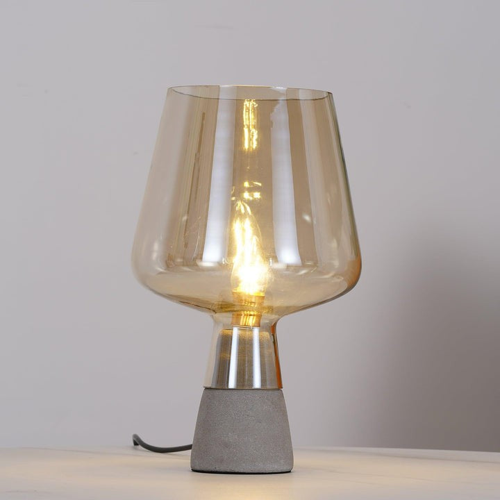 Flame-Inspired Concrete & Glass Table Lamp