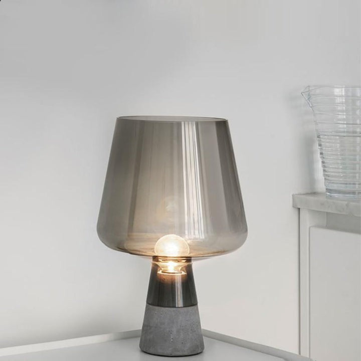 Flame-Inspired Concrete & Glass Table Lamp