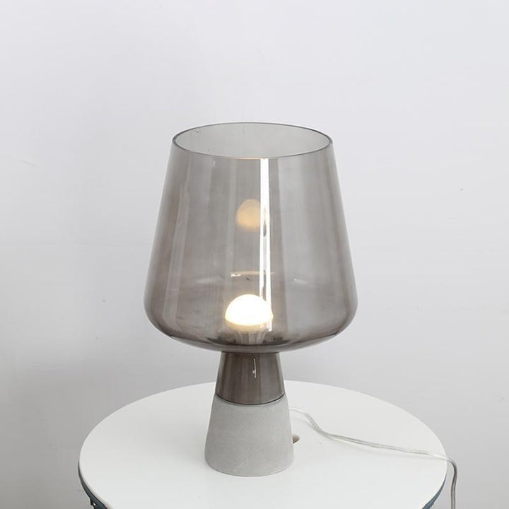 Flame-Inspired Concrete & Glass Table Lamp