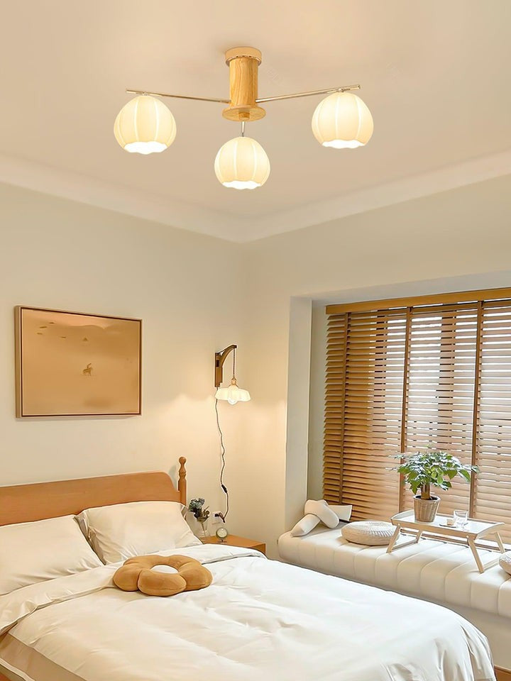 Floral Bud Glass Ceiling Light Fixture