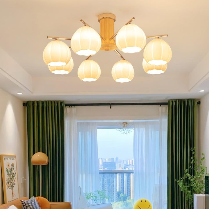 Floral Bud Glass Ceiling Light Fixture