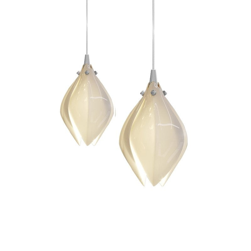 Floral Ceramic & Brass Pendant Light with Adjustable Hanging