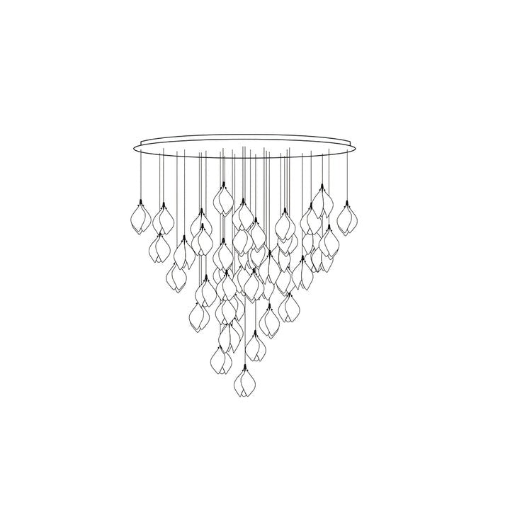 Floral Ceramic & Brass Pendant Light with Adjustable Hanging