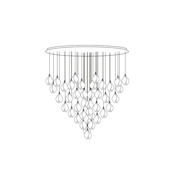 Floral Ceramic & Brass Pendant Light with Adjustable Hanging